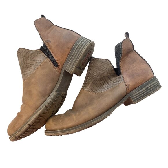 Rieker Ankle Booties Womens US 9 EU 40 Leather Wool Lined Side Zip - Picture 1 of 5